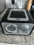 Crosley Tabletop Am/fm Radio W/ Ipod Dock, Aux In, Line Out, Black/silver Works. Fixed Price $38.25.