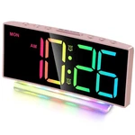 Modern Curved Digital Alarm Clock Colorful Led Pink Ok To Wake Girls Gift. Fixed Price $24.86.