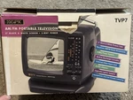 Mini Gpx TVP7 Am/fm Portable Television Black/white 5 3 Way Power Retro. Fixed Price $50.00.