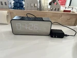 Dikaou Black/silver Wireless Digital Display Alarm Clock Stereo Bass Speaker. Fixed Price $19.99.