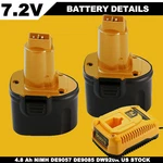 4.8AH Battery / Charger For Dewalt DW9057 7.2VOLT Nimh DW920 DE9057 DE9085 DC011. Fixed Price $36.95.