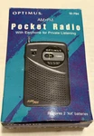 Optimus Am/fm Pocket Radio With Earphone Black 12-794 Carry Strap Antenna Nos. Fixed Price $24.95.