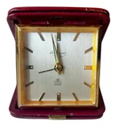 Rosemont Travel Alarm Clock Burgundy Leather Case Geneva 15 Rubis Swiss Made. Fixed Price $93.43.