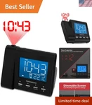 Stylish Black Projection Alarm Clock With Temperature Display & Music Aux Input. Fixed Price $83.99.