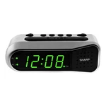 Sharp Digital Dual Alarm Clock, Silver With Green Led Display, Ascending. Fixed Price $9.98.