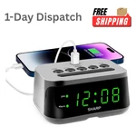 Sharp Digital Alarm Clock Green Led Display Usb-c Fast Charging Port SPC235. Fixed Price $27.25.