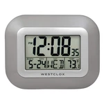 Westclox 9" Digital Wall Clock, Large Time Date Temperature Display, Silver. Fixed Price $23.99.