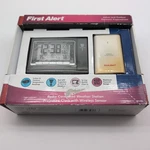 First Alert Radio Controlled Weather Station Projection Clock W/ Wireless Sensor. Fixed Price $20.99.
