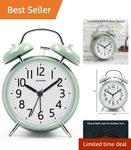 Classic Analog Alarm Clock For Heavy Sleepers - 4.5" Vintage Style Twin Bell. Fixed Price $15.99.