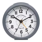 4 In. Round Gray Atomic Analog Alarm Clock. Fixed Price $27.99.