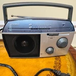 Vintage Radio PR120 Am Fm Tv Silver & Blue Sentry Tested And Works. Fixed Price $40.00.