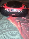 Radio Boombox Cd Player Am/fm Led Display White Backlit Stereo Speaker Black Red. Fixed Price $15.00.