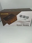 Anjank Bluetooth Radio Alarm Clock Wireless Charging AC190 Wooden Bedside. Fixed Price $30.00.