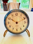 New Arne Jacobsen Station Table Clock W/ Alarm, Navy Blue/white RD-43678. Fixed Price $120.00.