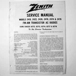 Zenith Models Z419 Z422 Z426 Z470 Z474 Z476 Ac Radio Service Manual 1968 New. Fixed Price $9.45.