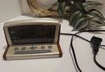 Hk Alarm Clock Wood Tone Golden Led Numbers Tabletop Model #0918. Fixed Price $17.09.