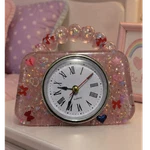 Pink Glitter Analog Quartz Standard Alarm Clock Roman Numerals Hearts Kids. Fixed Price $15.99.