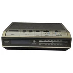 Vtg Ge Digital Alarm Clock Am/fm Radio 7-4649B Black Bronze Woodgrain Snooze. Fixed Price $24.95.