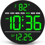 Large Digital Wall Clock With Led Display, Electric Temperature,. Fixed Price $26.11.