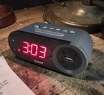 Sharp Digital Alarm Clock, 2 Amp Usb Fast Charge Port, Black And Gunmetal SPC547. Fixed Price $16.95.