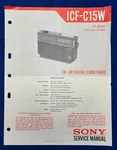 Original Sony ICF-C15W Clock Radio Service Manual. Fixed Price $14.95.