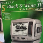 Vintage Spectra Portable Black & White Tv Am/fm Radio 3-WAY Power W/ Box 52-B. Fixed Price $28.00.