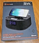 Blackweb Wireless Charging Clock Radio W/ Bluetooth Speaker 5W New. Fixed Price $29.95.