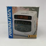 Vintage Soundesign 3833 Cube Radio Alarm Clock Cassette Player White Orig Box. Fixed Price $47.99.