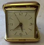 Vintage Westclox Travel Alarm Clock Folding Case Gold Tone Japan Works. Fixed Price $25.00.