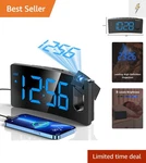 Versatile Projection Alarm Clock: Clear Display, Usb Charging & 9-MINUTE Snooze. Fixed Price $28.49.