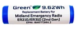 Replacement Battery Midland ER210/ER310 (2ND Gen) Pn: BATT26L & BATT22L 2600MAH.. Fixed Price $15.99.