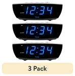 (3 Pack) Equity 75903 0.9 In. Blue Led Digital Desktop Alarm Clock. Fixed Price $53.21.