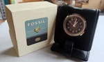 Fossil Travel Alarm Clock Black Genuine Leather Case PR8024 New Corporate. Fixed Price $32.00.