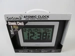 Skyscan Atomic Clock Digital Indoor Temperature Black & Silver 2010 New 84063. Fixed Price $42.95.