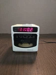 Soundesign Am/fm Cube Alarm Clock Radio Cassette Player # 3833 Wht. Fixed Price $35.00.