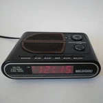 Belwood 4445 Radio Alarm Clock-am/fm-vintage-red Digits-black/wood Grain. Fixed Price $16.00.