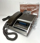 Vintage 7-4735 Fm/am Clock Radio Telephone Woodgrain W/manual, Euc. Fixed Price $129.99.