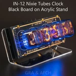 Nixie Tubes Clock IN-12 On Acrylic Stand With Sockets 12/24H Goldblack. Fixed Price $68.95.