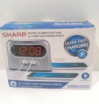 New Sharp Digital Alarm Clock 2 X Amp Usb Charge Ports Electric / Battery. Fixed Price $19.99.