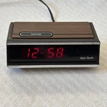 Vintage Ken-tech Electric Alarm Clock T-2096A Faux Wood. Red Numbers. Tested. Fixed Price $24.99.