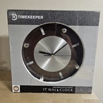 Timekeeper 6014 10.5" Round Dark Wood Silver Dial Wall Clock, New!. Fixed Price $20.24.