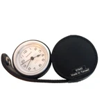 Vtg Radio Shack Round Quartz Alarm Travel Clock In Leather Case Needs Battery. Fixed Price $18.00.