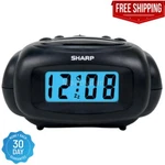 Sharp Lcd Digital Alarm Clock, Black, SPC500A Easy To See Blue Display. Fixed Price $12.68.