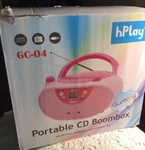 Hplay GC04 Black Portable Cd Player Boombox With Am Fm Radio Aux Headphone Jack. Fixed Price $49.99.