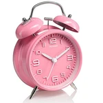 Peakeep 4 Inches Twin Bell Alarm Clock, Battery Operated, Loud (pink). Fixed Price $23.99.