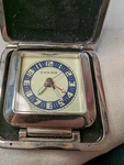 Fossil Travel Alarm Clock Black Leather - Running With Fresh Battery. Fixed Price $17.09.