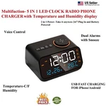 Multifunction Digital-alarm-clock-thermometer- Radio Charger For Iphone Samsung. Fixed Price $23.99.