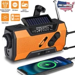 Emergency Solar Hand Crank Weather Radio 2000MAH Power Bank Charger Flash Light. Fixed Price $28.22.