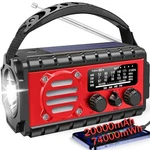 20000MAH Emergency Radio, Sw/noaa/am/fm Weather Solar Small, Red. Fixed Price $83.06.