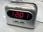 Sharp Digital Alarm Clock 2 X Amp Usb Charge Ports Electric / Battery Tested. Fixed Price $10.99.